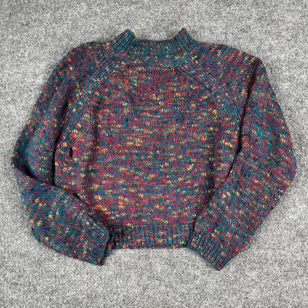 Vintage Sweater Womens Size M Multicolor Knit Mock Neck Cozy Retro Speckled - Picture 7 of 8